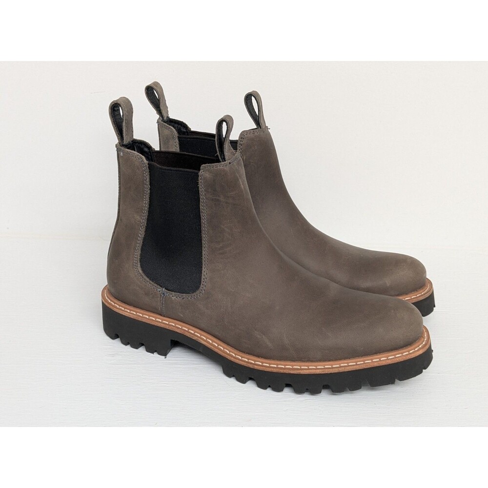 Nisolo Go To Chelsea Brown Gray Women Leather Boot Size 8 Chunky Water Resistant